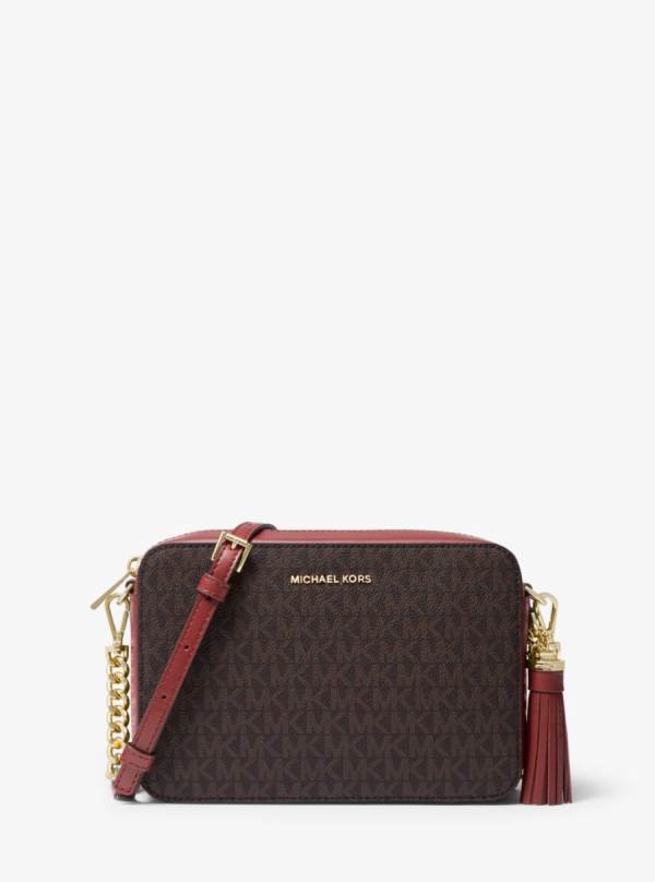 Damske Spojková Taška Michael Kors Ginny Medium Logo Hnede - Kabelky Michael Kors Lacne | VBZHM-4532